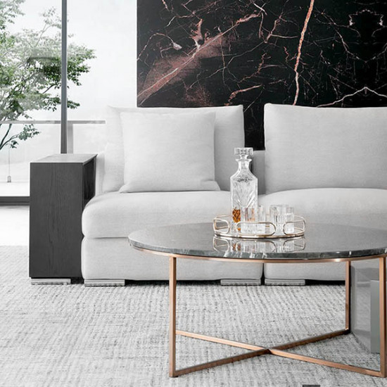 NOVA Natural Marble Coffee Table, White NOVA Natural Marble Coffee Table, White